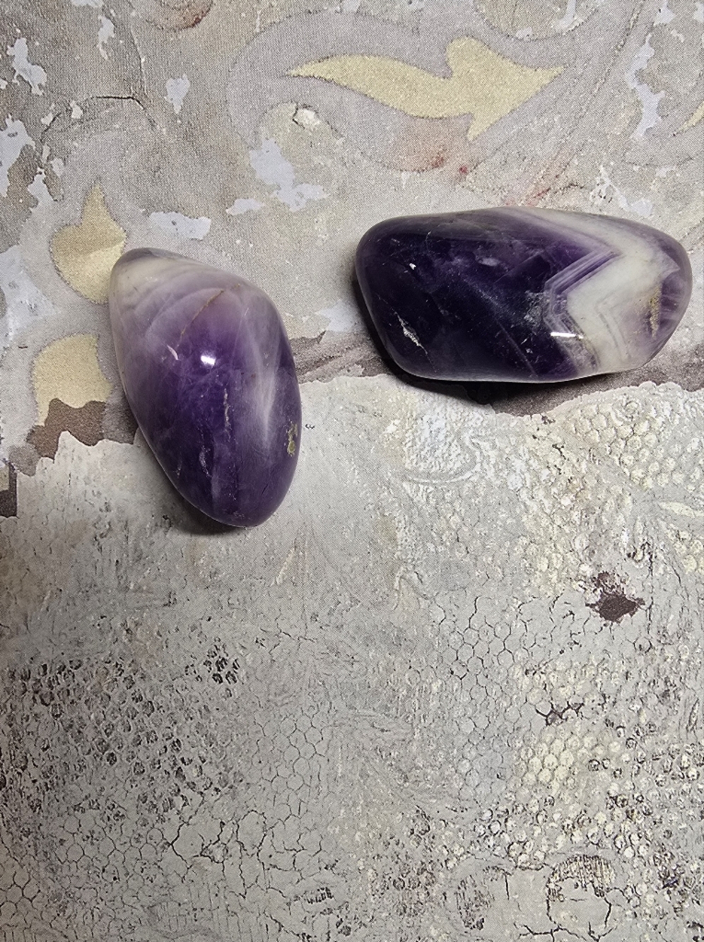 Polished Purple Chevron Amethyst Decorative Tumbled Stones, 2 - Picture 2 of 4